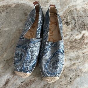 Sam Edelman, blue silk paisley espadrilles. Size 7.